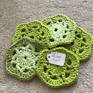 Kitchen Coaster Set #5 Handmade Crochet All Cotton